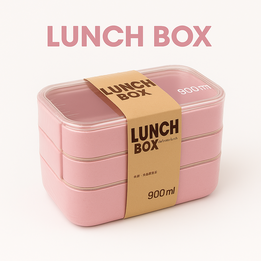 3-Layer Bento Lunch Box – 900ml Eco-Friendly Leakproof Food Container -NEW