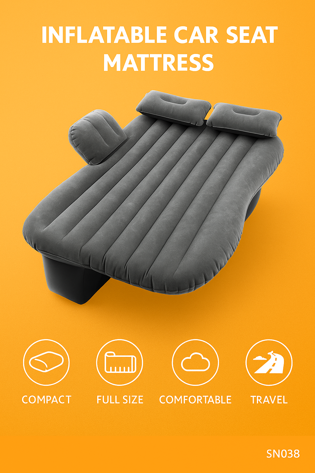 Inflatable Car Air Mattress with Pump – 150kg Capacity