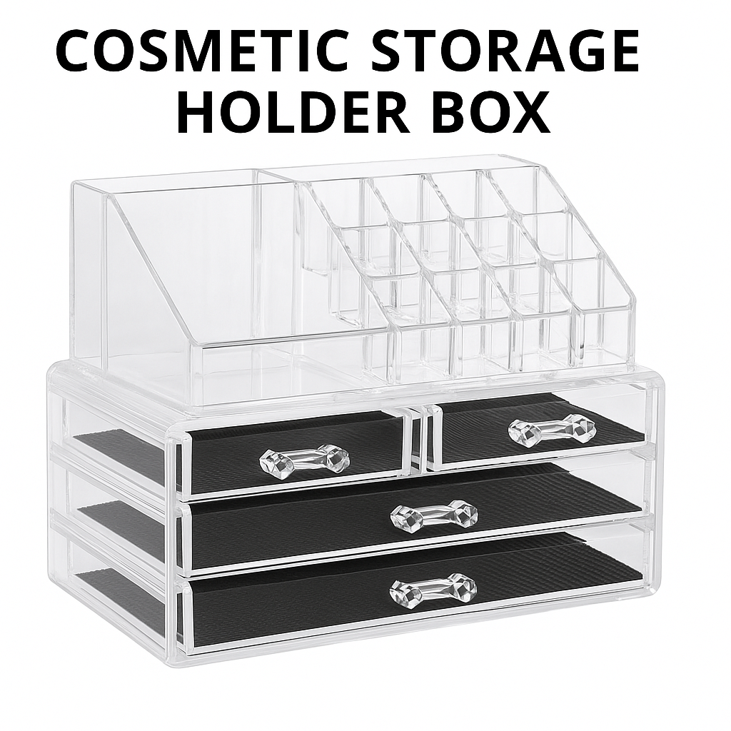 4 Drawer Acrylic Makeup Organizer – Clear Cosmetic & Jewellery Storage Box -NEW