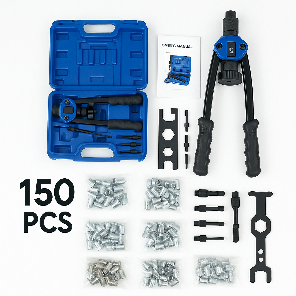 150x Rivet Nut Tool Kit – Heavy Duty Riveter Gun Set (M3 to M12) -NEW