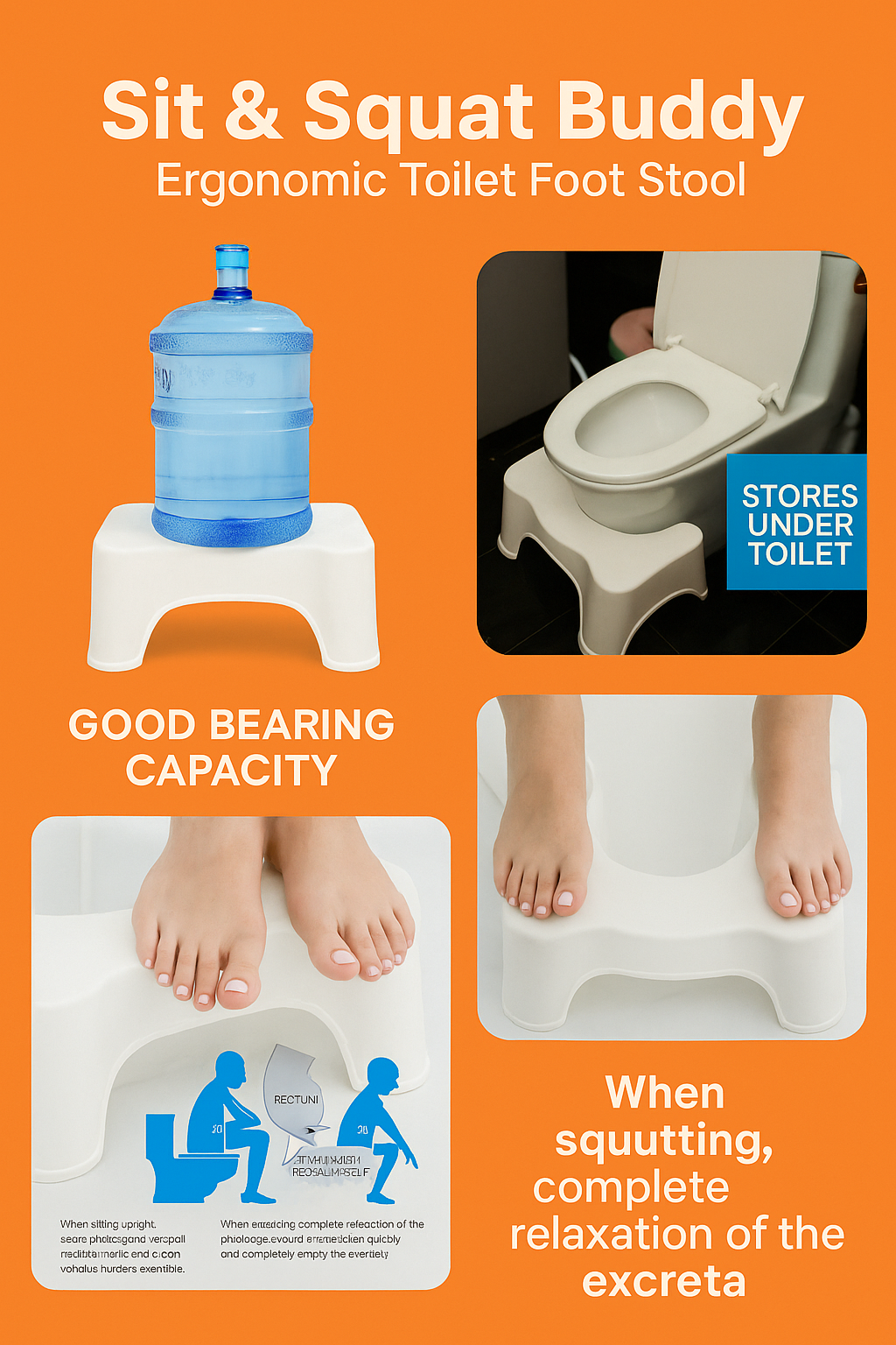 Sit & Squat Eco Squatty Potty Stool – Non-Slip Toilet Step Stool-NEW
