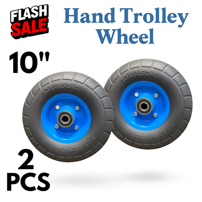 2PCS 10" Solid Hand Trolley Wheels Puncture Proof Heavy Duty-NEW