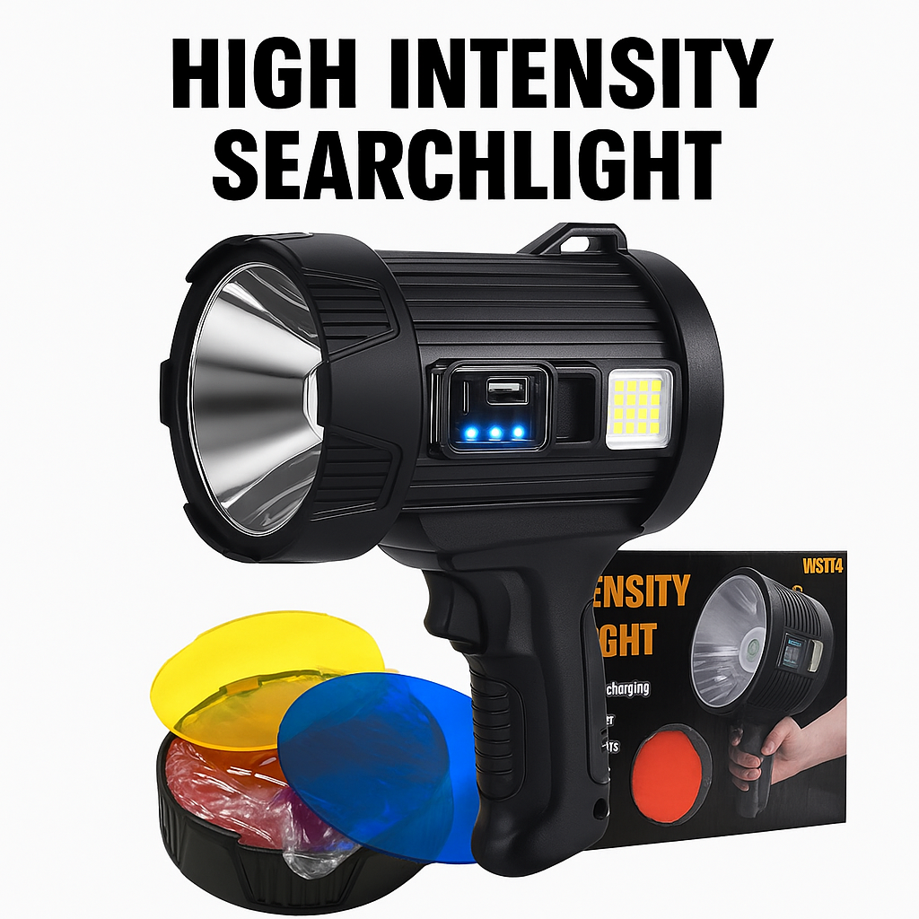 Powerful Solar LED Flashlight with USB Rechargeable Battery & Multi-Colour Light-New