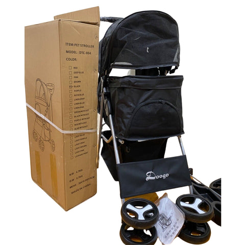 Large Pet Stroller Dog Cat Carrier Travel Pushchair Foldable Pram 4 Wheels