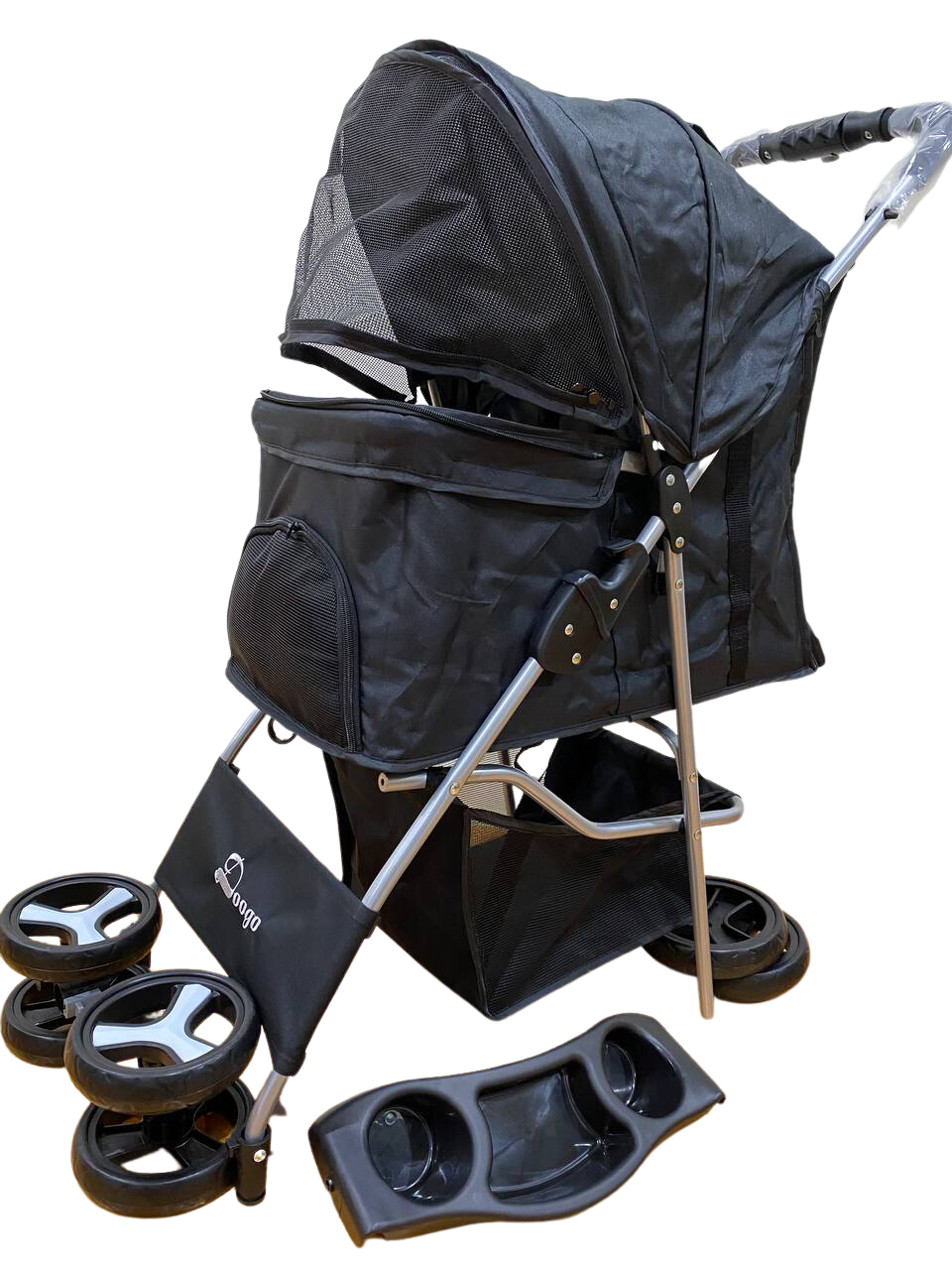 Pet Stroller Dog Cat Cage Carrier Travel Pushchair Foldable Pram 4 Wheels