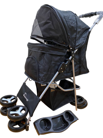 Pet Stroller Dog Cat Cage Carrier Travel Pushchair Foldable Pram 4 Wheels
