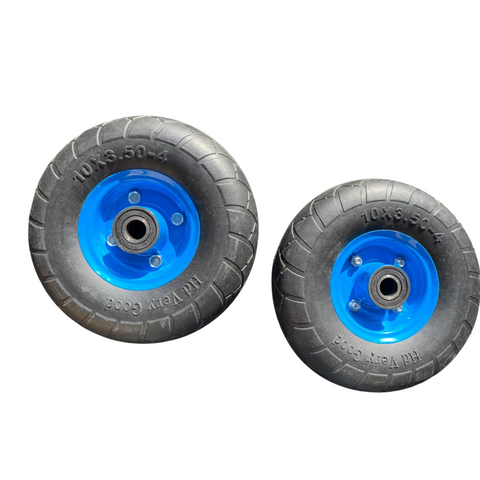 2 x 10" SOLID Hand Trolley Wheel Puncture Proof 3.50-4 Heavy Duty No Air 20mm