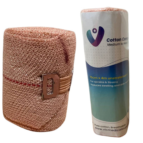 6 pack Heavy Elastic Crepe Compression Bandages Strains Sprains AU (15cm x 4M)