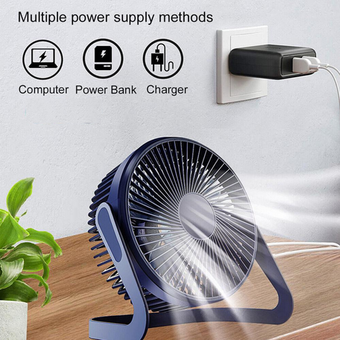 Portable mini USB Cooling Fan 360° Small Desktop Desk Quiet Computer 6 inch-Navy
