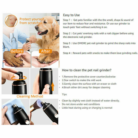 Electric Dog Toe Nail File Grinder Clippers Pet Cat Claw Grooming Trimmer Tools