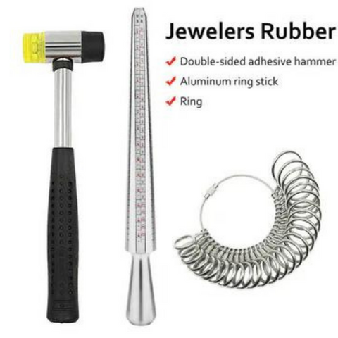 Silver Ring Sizer Size Gauge Tool Finger Measuring Stick Metal Ring Mandrel Set