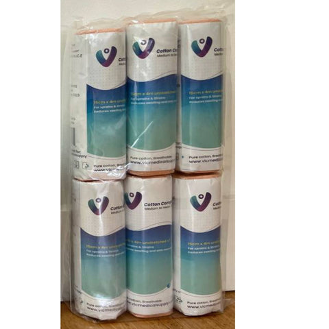 6 pack Heavy Elastic Crepe Compression Bandages Strains Sprains AU (15cm x 4M)