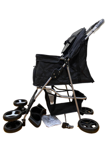 Pet Stroller Dog Cat Cage Carrier Travel Pushchair Foldable Pram 4 Wheels