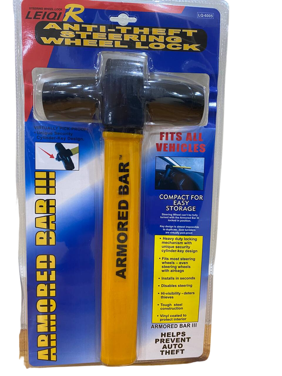 Car Steering Wheel Lock Security Safe Anti-theft Steer Lock Tools W/ 2 Keys