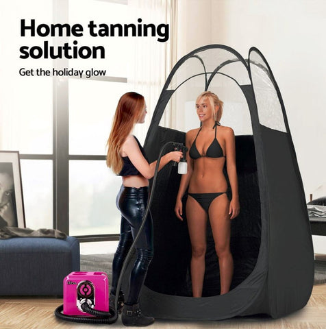 Spray Tan Tent Pop Up Sunless Body Tanning Sun Care Portable Carry Bag Black New