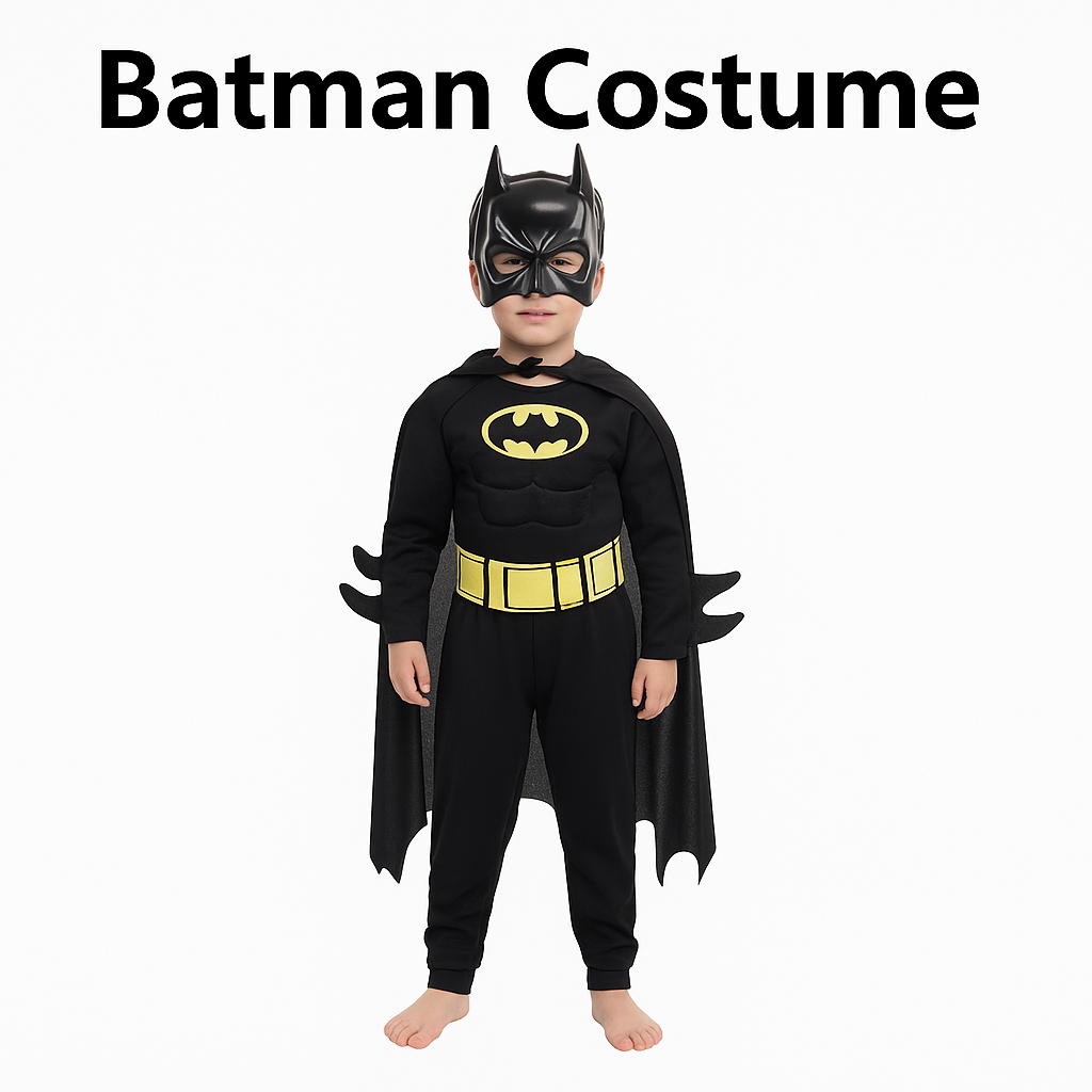Batman Costume for Kids Muscle Cosplay Suit & Mask-New