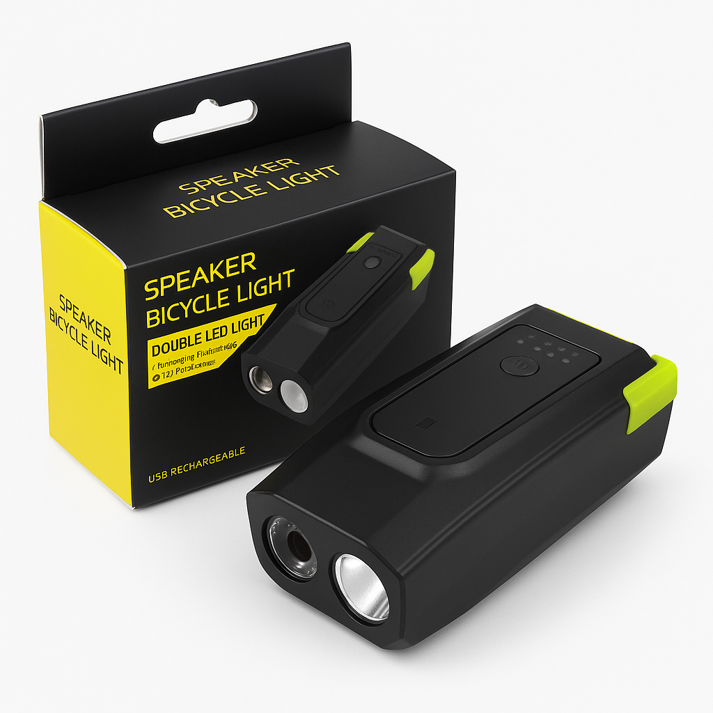 USB Rechargeable Bicycle Speaker Light with Dual LED & 2000mAh Battery-NEW