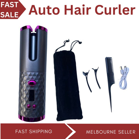 LCD Cordless Auto Rotating Hair Curler Hair Waver Curling Iron Wireless Ceramic