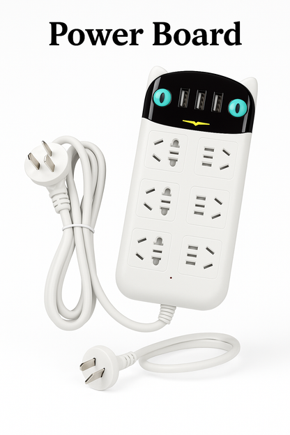 1.8M USB Charging Power Board – 6 Way Outlets + USB Ports-NEW
