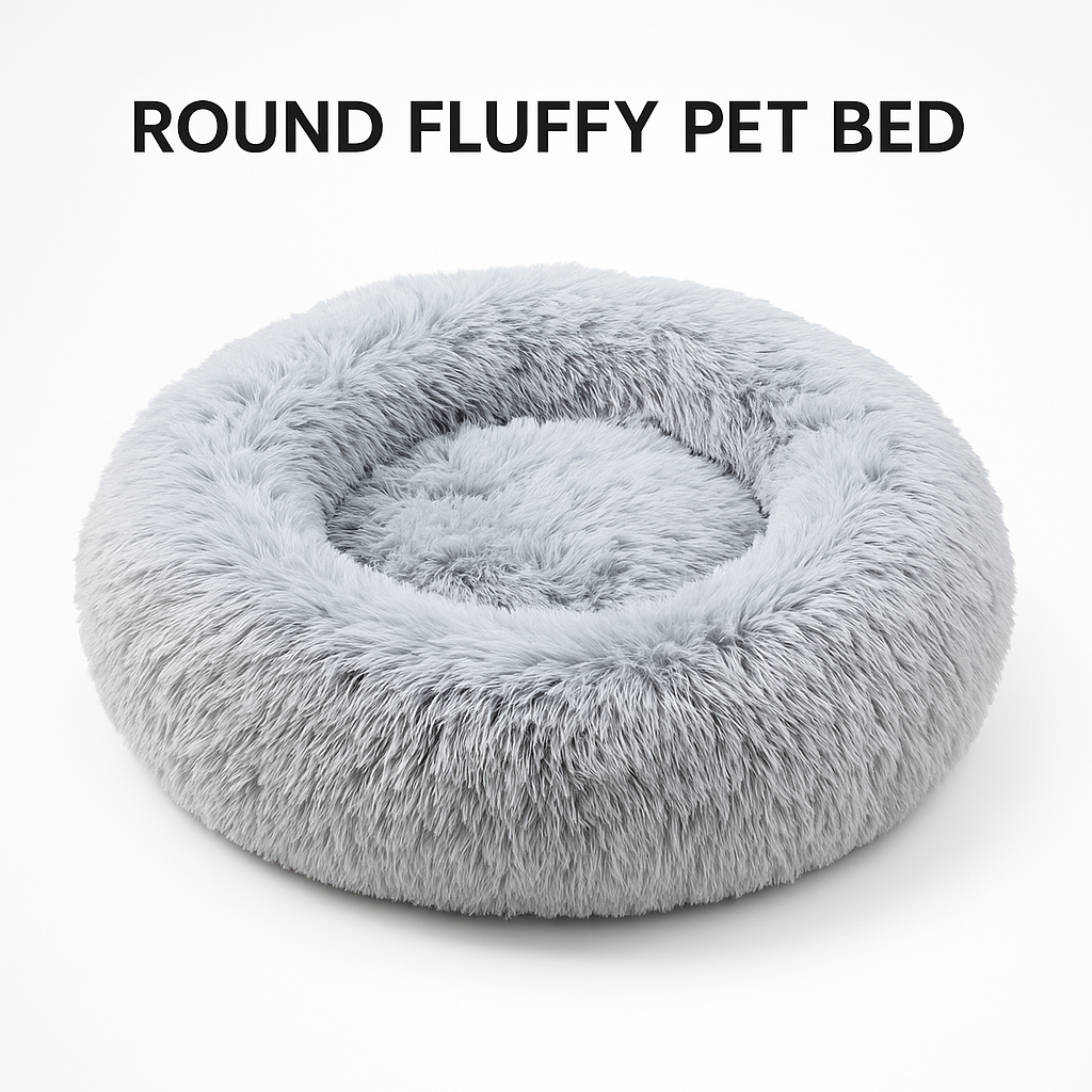 Pet Calming Donut Bed – Soft Plush Nest for Dogs & Cats (70cm)-New