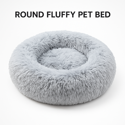 Pet Calming Donut Bed – Soft Plush Nest for Dogs & Cats (70cm)-New