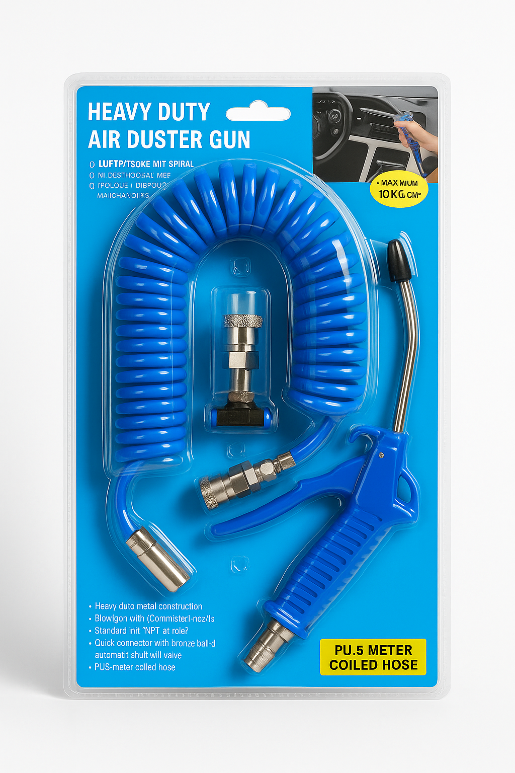 Heavy Duty Air Blower Duster Gun with 5 Meter PU Coiled Hose – Compressed Air Cleaning Tool-NEW
