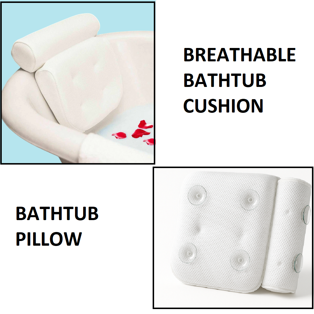 3D Mesh Bath Pillow – Breathable Bathtub Cushion with Neck & Back Support-NEW