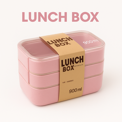 3-Layer Bento Lunch Box – 900ml Eco-Friendly Leakproof Food Container -NEW