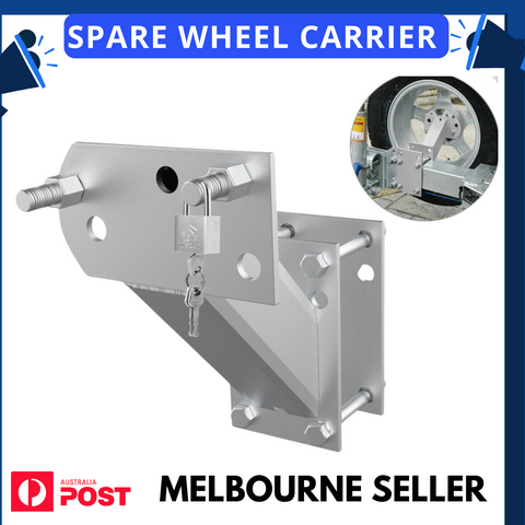 Spare Wheel Carrier Bracket Tyre Holder Trailer Caravan Boat & Pad Lock