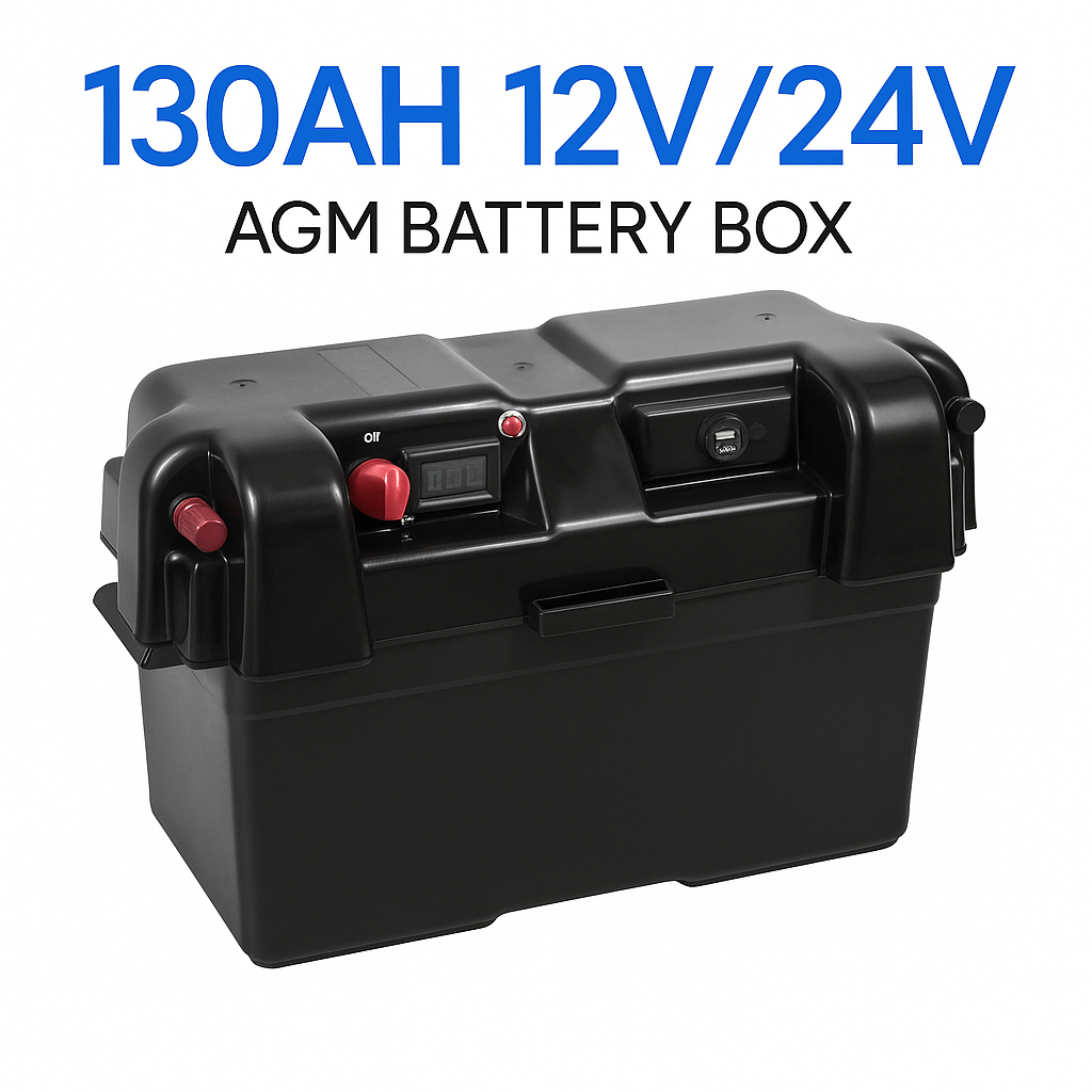 Heavy-Duty AGM Battery Box with USB & 12V Socket | External Terminals | Protective Power Storage Case-NEW