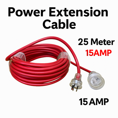 25M 15AMP Heavy Duty Power Extension Cable with 10AMP Plug-NEW