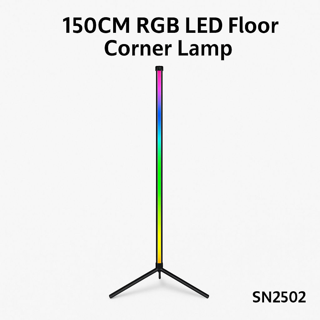 150CM RGB LED Floor Corner Lamp with Bluetooth App & Remote Control-NEW
