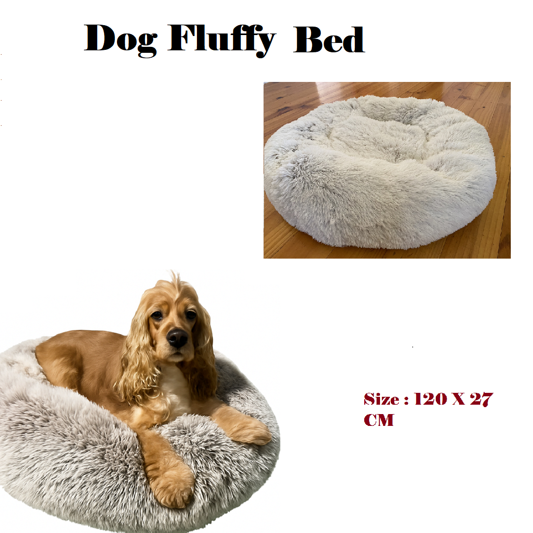 XXL Dog Calming Bed – Soft Plush Donut Pet Nest (120cm)-Green/Coffee- (NEW)