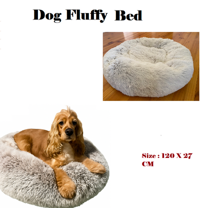 XXL Dog Calming Bed – Soft Plush Donut Pet Nest (120cm)-Green/Coffee- (NEW)
