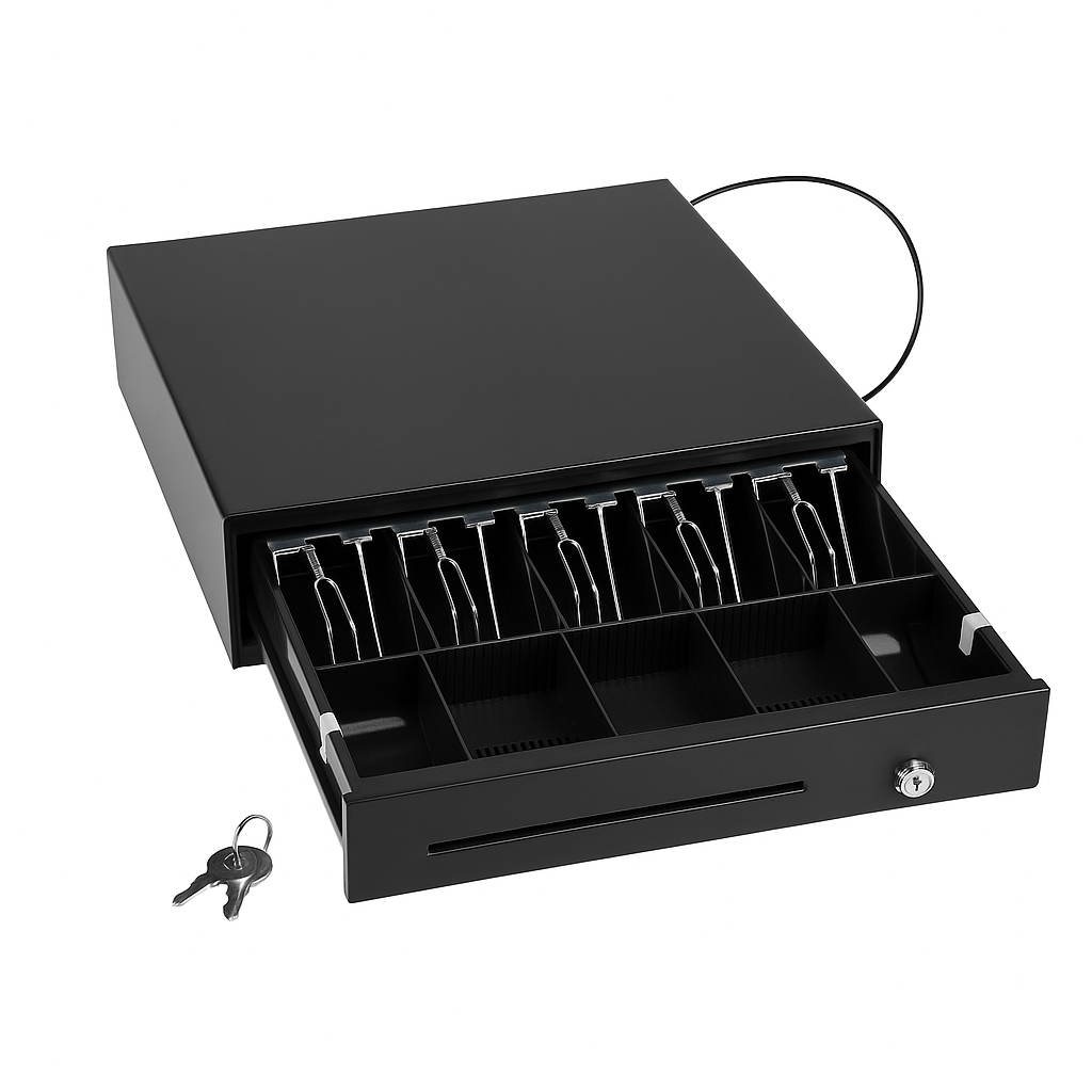 Heavy Duty Cash Drawer POS Register – 5 Bills 5 Coins Tray with RJ11 Cable -New