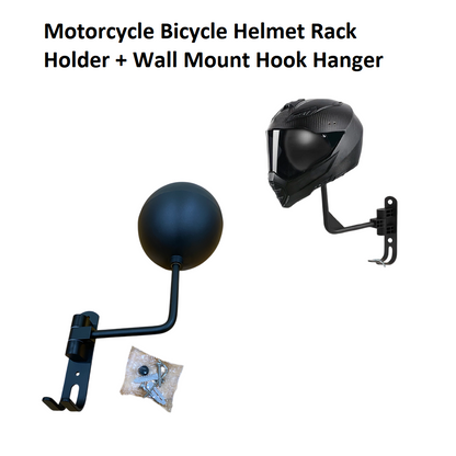 Motorcycle Helmet Holder Stand Hanger Rack with 2 Hooks – Wall Mounted Rotatable Helmet & Jacket Organizer-NEW