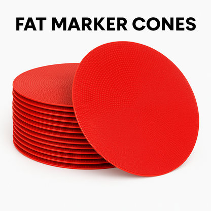Flat Rubber Agility Marker Cones – 10 Pack Red-NEW