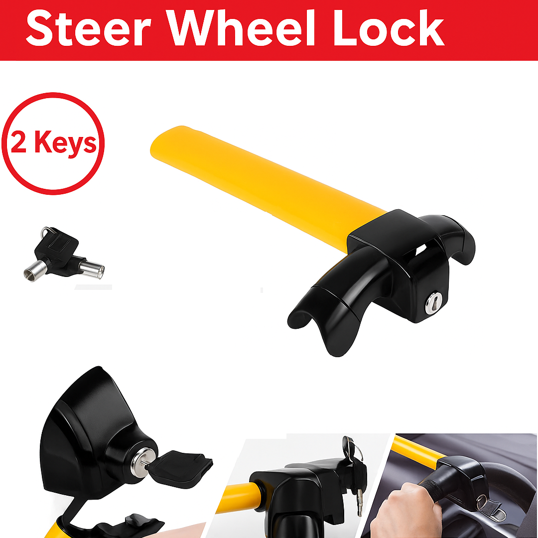 Universal Heavy Duty Anti-Theft Steering Wheel Lock – Rotary Security for Cars & Vans-NEW