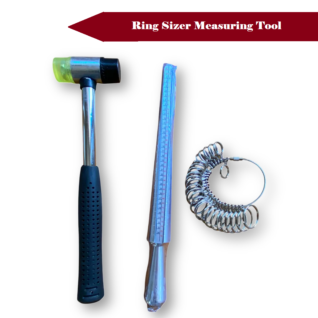 Ring Sizer Measuring Tool Kit – Mandrel, Jewelry Hammer & Ring Size Set-NEW