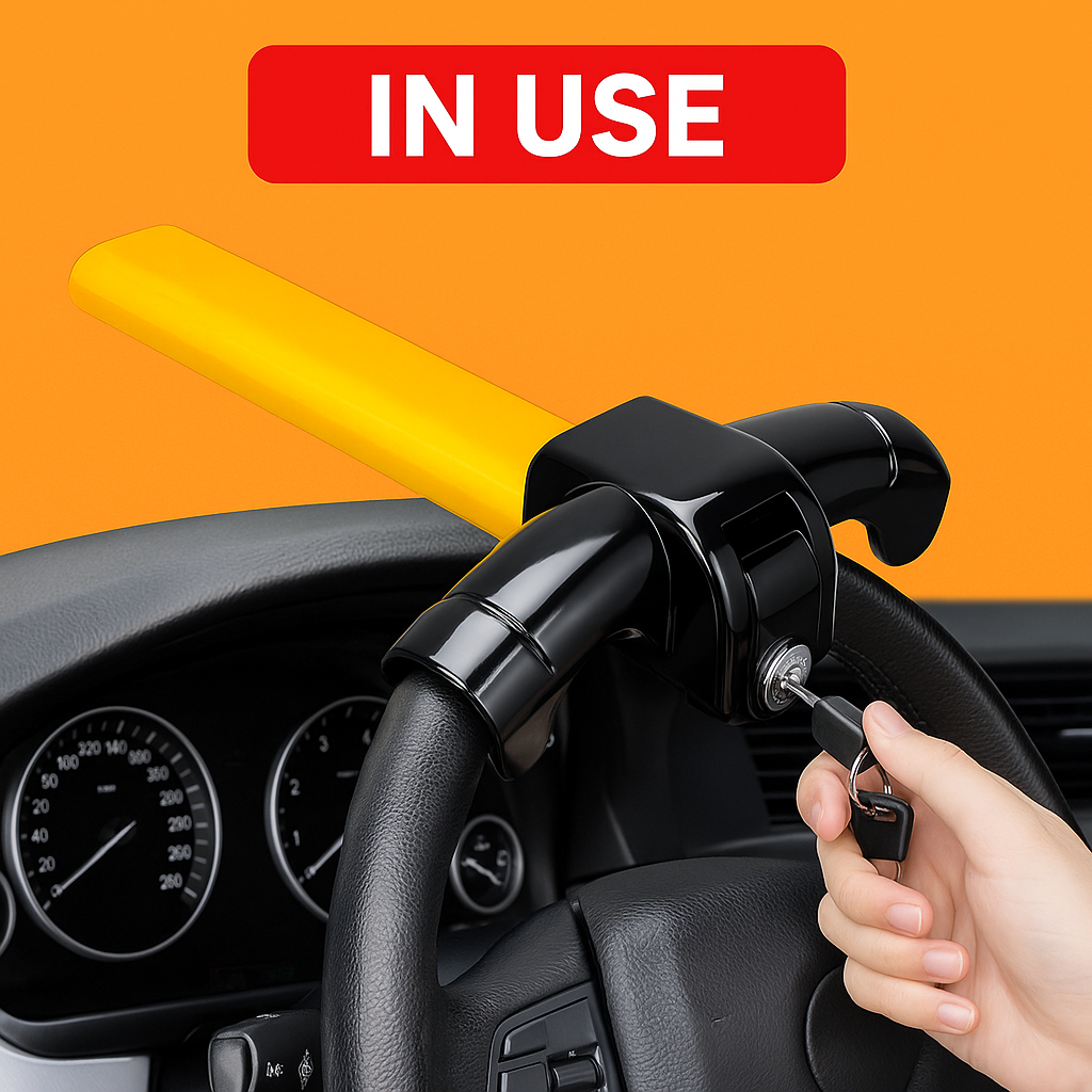 Universal Heavy Duty Anti-Theft Steering Wheel Lock – Rotary Security for Cars & Vans-NEW