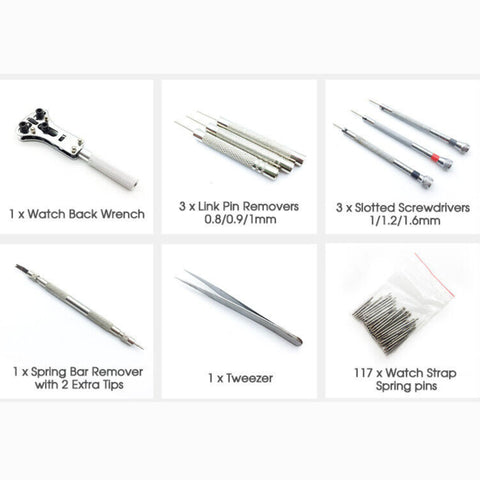 504pcs Watch Repair Tool Kit Back Case Opener Remover Spring Pin Bars Watchmaker