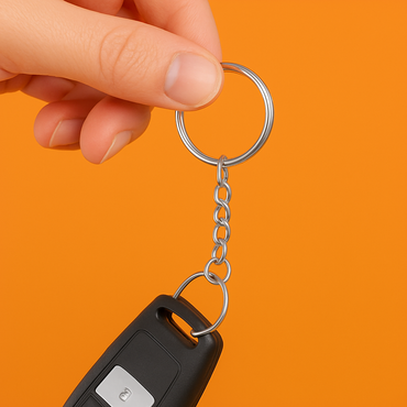100 Pcs Bulk Split Metal Key Rings with Link Chains – Silver Alloy-NEW