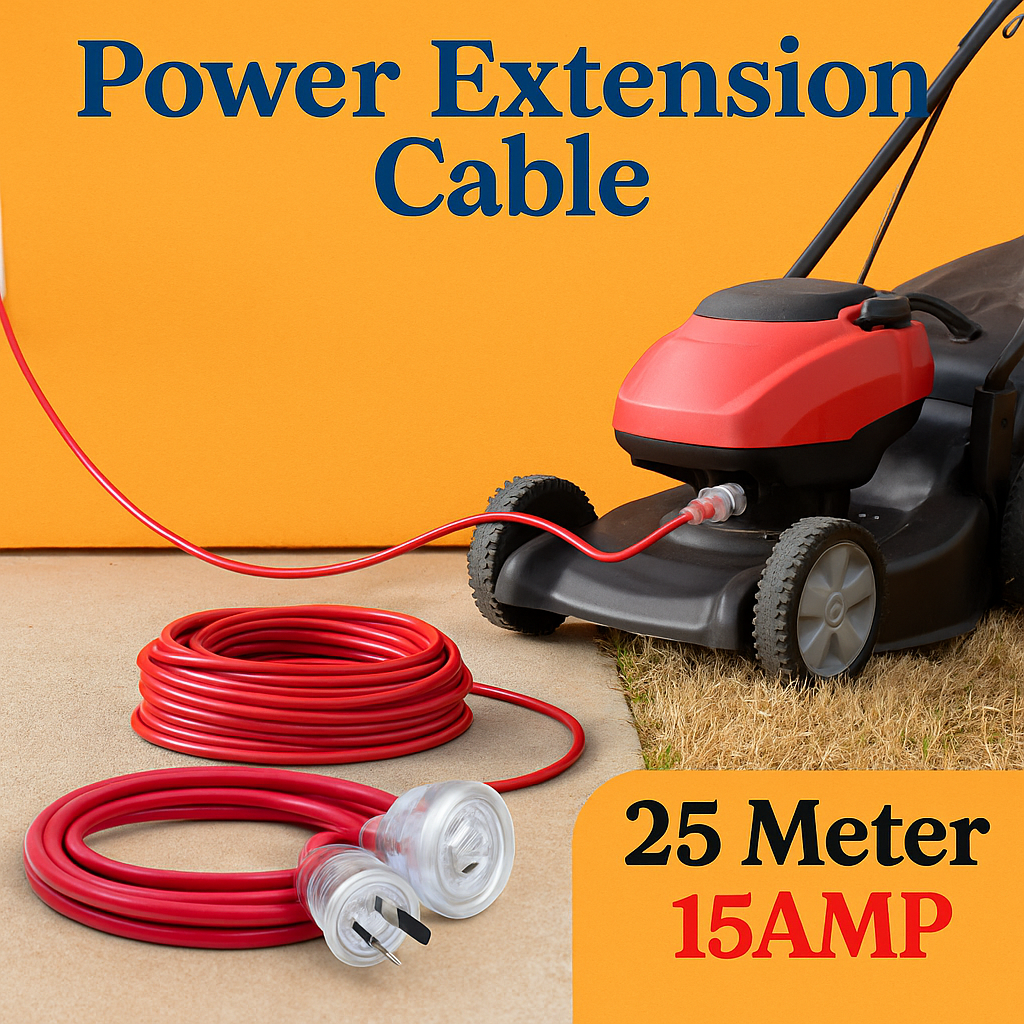25M 15AMP Heavy Duty Power Extension Cable with 10AMP Plug-NEW