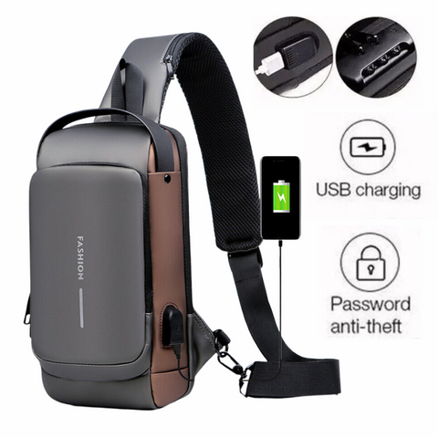 Anti-Theft Chest Bag with Password Lock Sport Sling Man's Shoulder Crossbody Au
