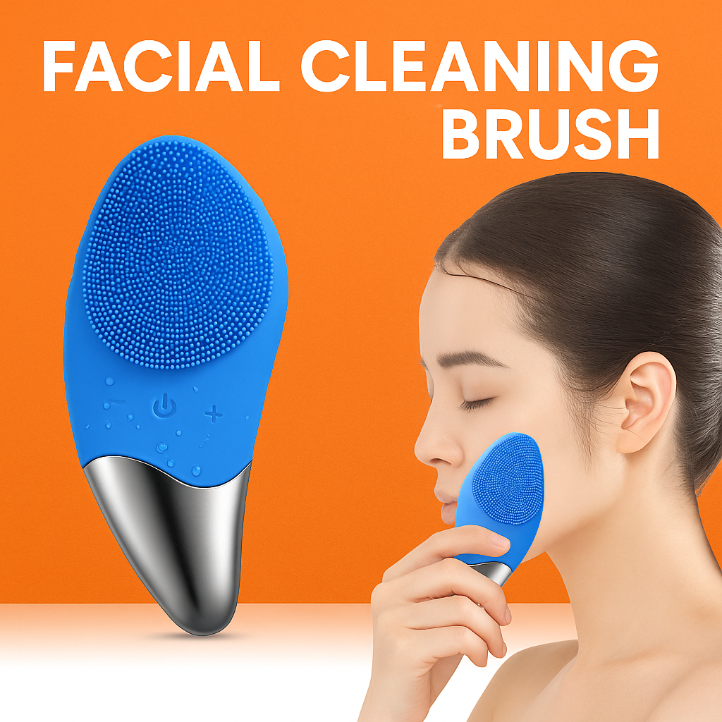 Facial Massager Brush Silicone Face Cleansing Electric Scrubber Skin Cleaner AU-NEW