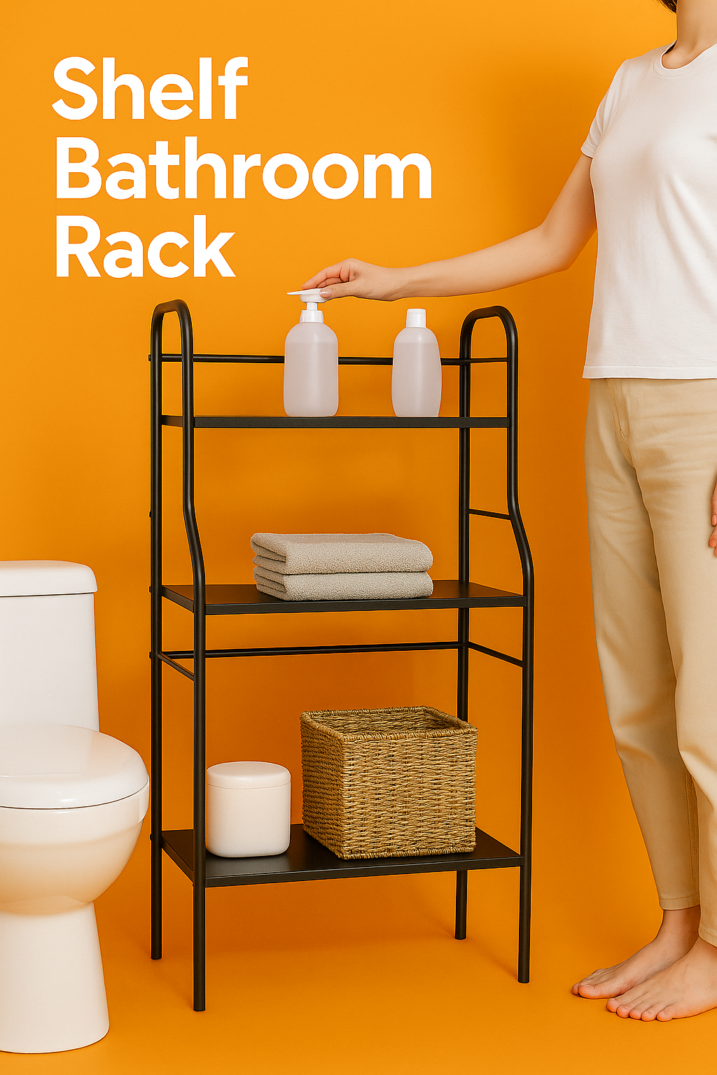 3-Tiers Over Toilet Shelf Bathroom Rack Laundry Washing Machine Storage Shelves-NEW