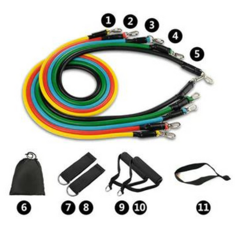11PCS Latex Yoga Strap Resistance Bands Exercise Home Gym Tube Fitness Elastic