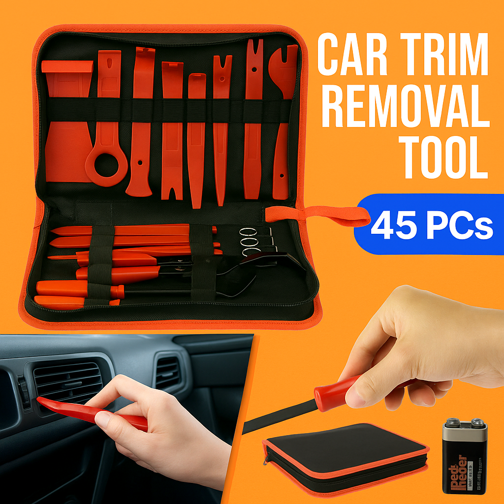 45PCS Car Trim Removal Tool Kit – Auto Interior Pry Bar, Dash, Door Panel Set -New