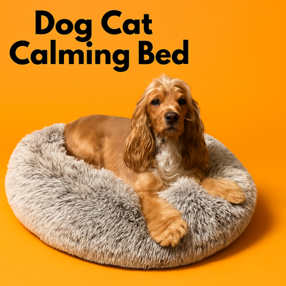 Pet Calming Donut Bed – Soft Plush Nest for Dogs & Cats (70cm)-New