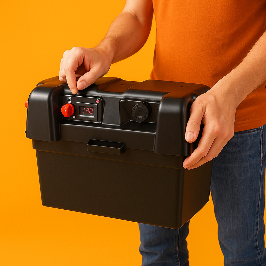 Heavy-Duty AGM Battery Box with USB & 12V Socket | External Terminals | Protective Power Storage Case-NEW